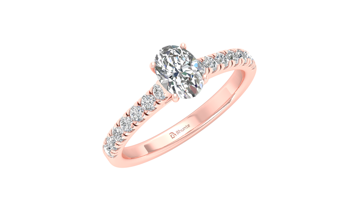 Oval-Cut Diamond Halo Engagement Ring in 14KT Rose Gold
