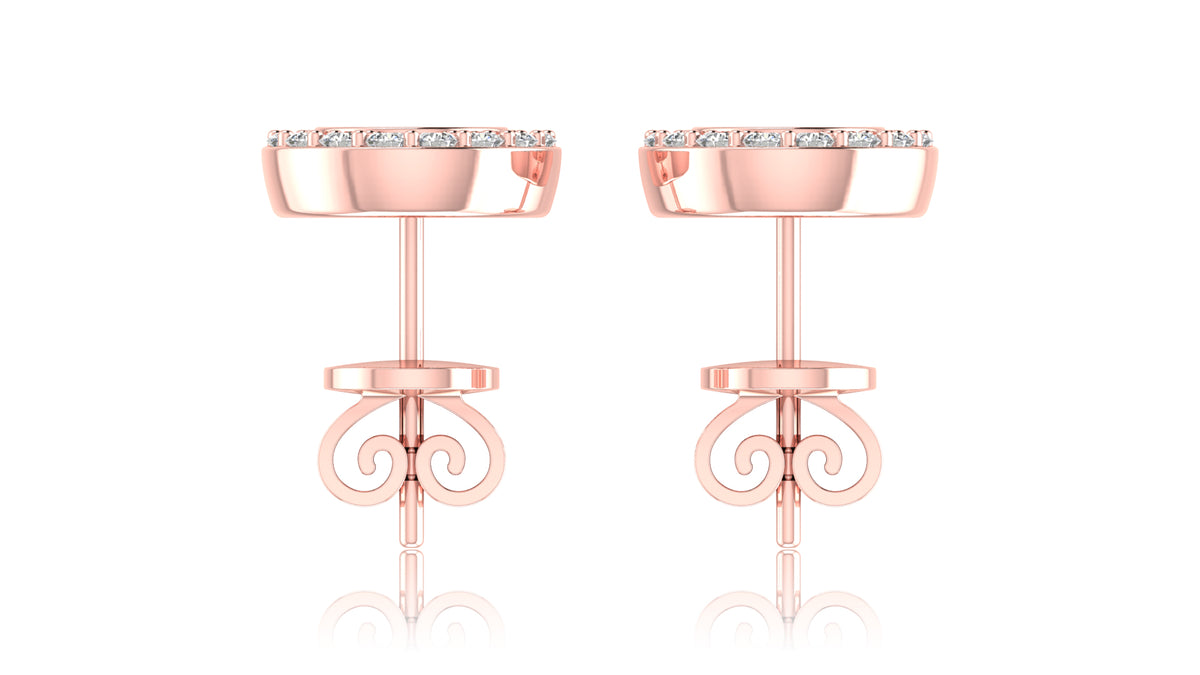 14K Rose Gold Round Diamond Crown Stud Earrings