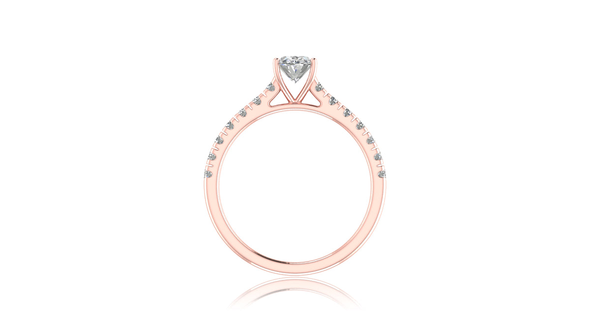 14K Rose Gold Oval Diamond Solitaire Engagement Ring