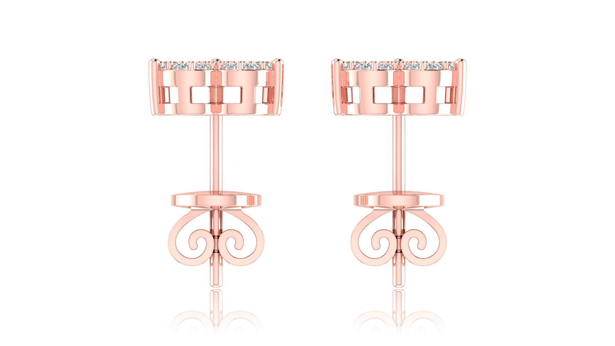 14K Rose Gold Pear-Shaped Baguette Diamond Stud Earrings