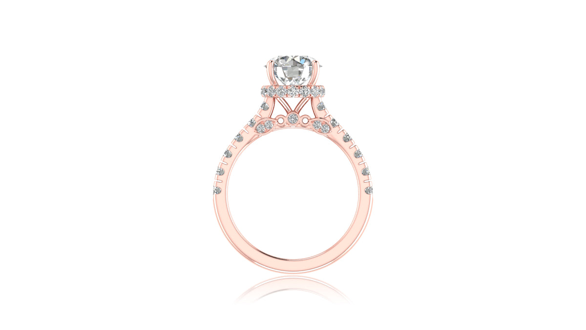 Round Diamond Halo Engagement Ring in 14KT Rose Gold