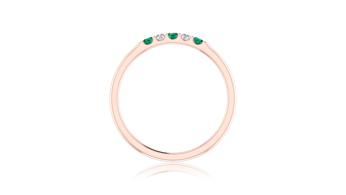 14K Rose Gold Green Gemstone and Diamond Band Ring
