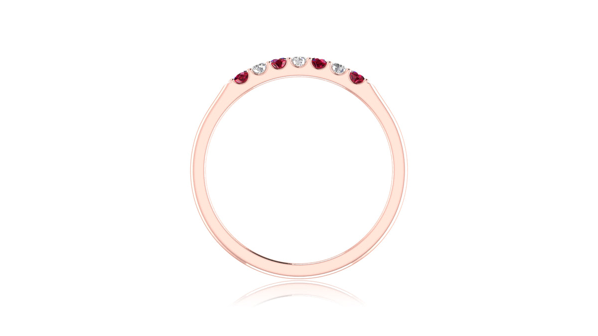 14K Rose Gold Ruby and Diamond Band Ring