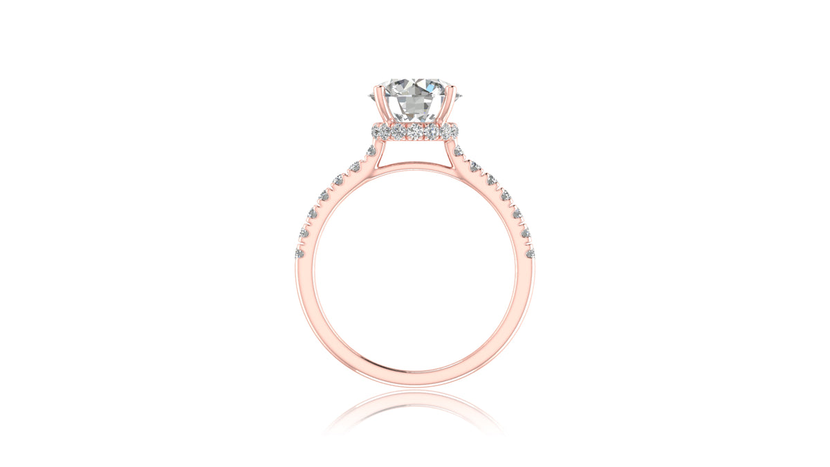 Round Diamond Halo Engagement Ring in 14KT Rose Gold