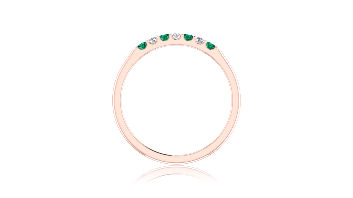 14K Rose Gold Green Gemstone and Diamond Band Ring