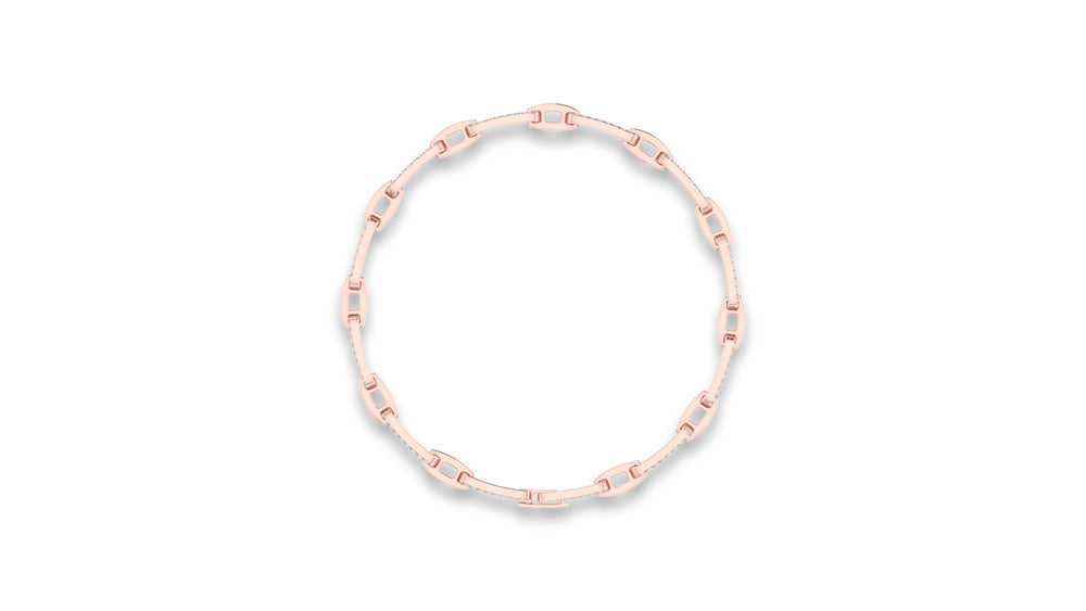 14K Rose Gold Round Diamond Link Bracelet