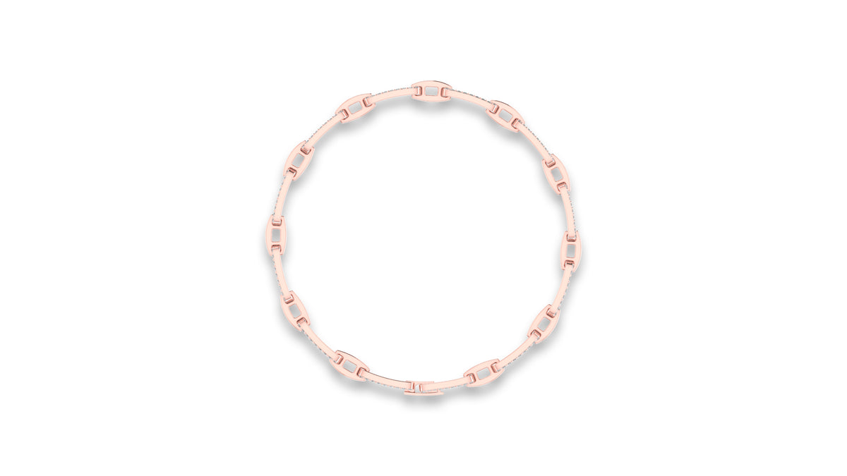 14K Rose Gold Round Diamond Link Bracelet