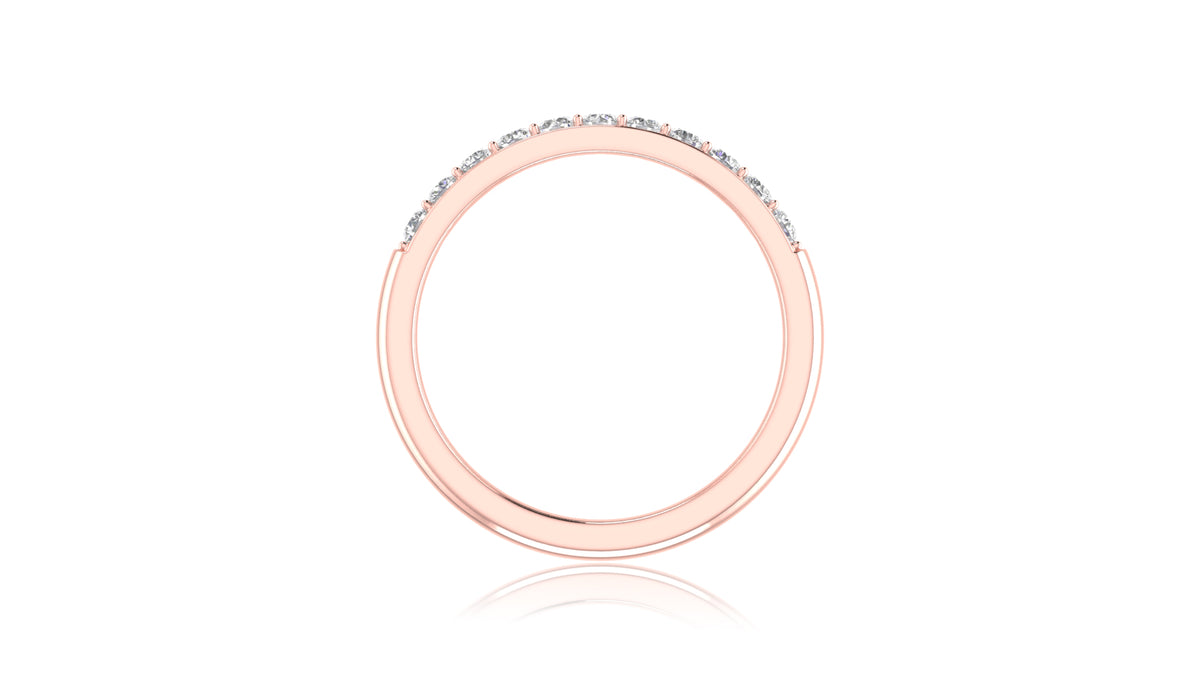 14K Rose Gold Double Row Round Diamond Band Ring