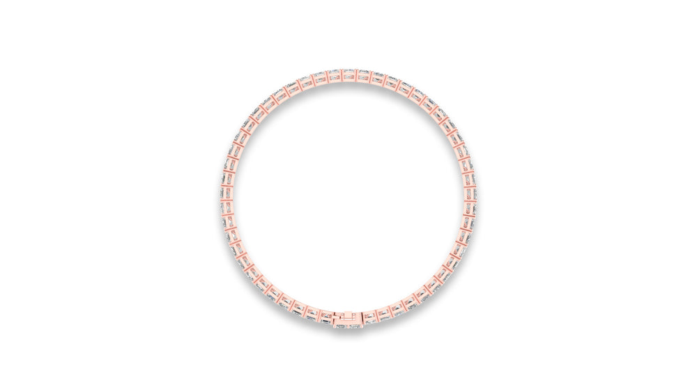 14K Rose Gold Emerald Cut Diamond Tennis Bracelet
