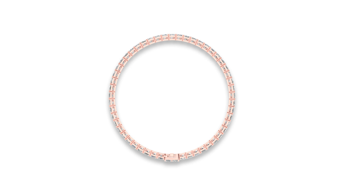 14K Rose Gold Emerald Cut Diamond Tennis Bracelet