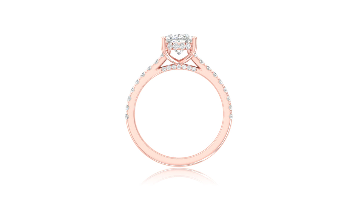 14K Rose Gold Oval Diamond Engagement Ring