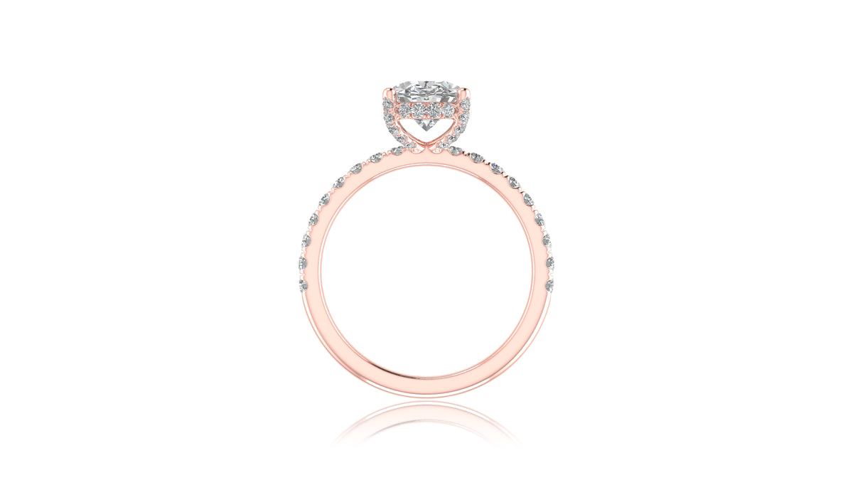 14K Rose Gold Oval Diamond Engagement Ring
