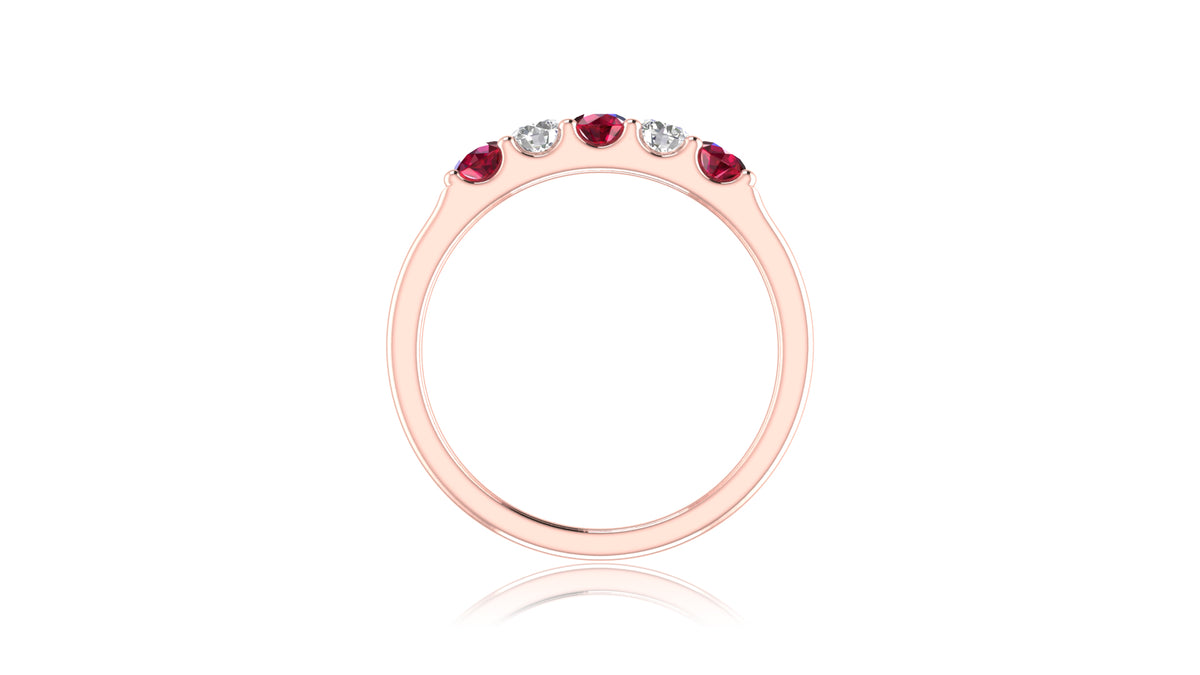 14K Rose Gold Ruby and Diamond Band Ring