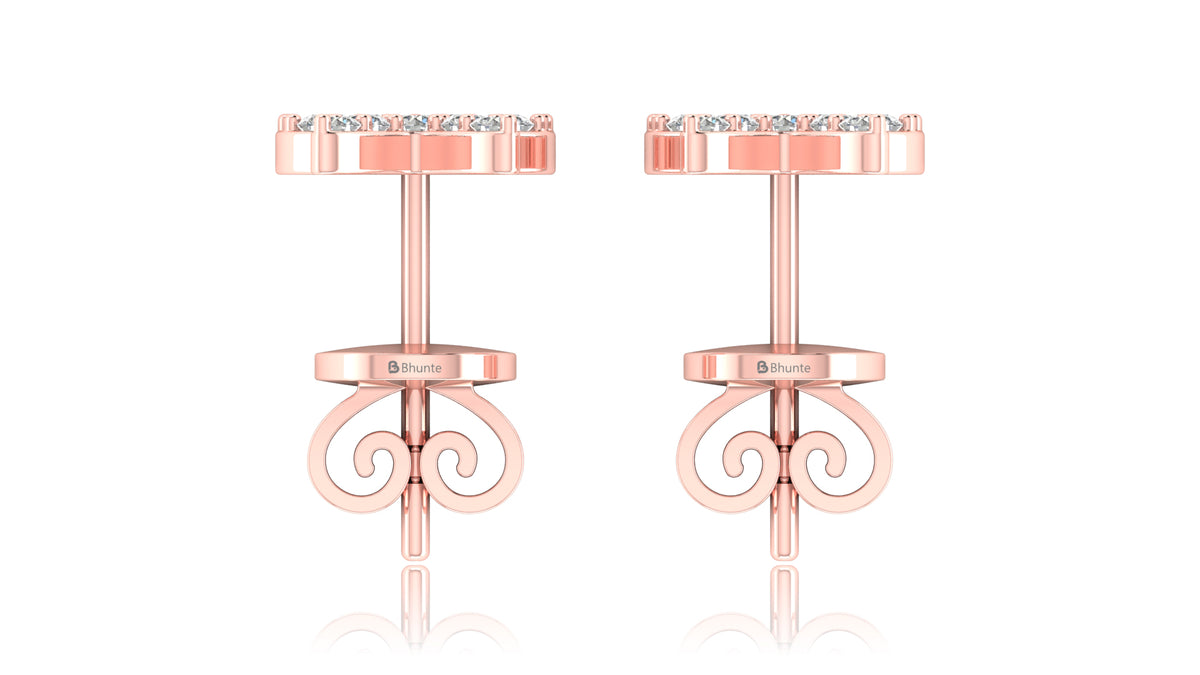 14K Rose Gold Butterfly Diamond Stud Earrings