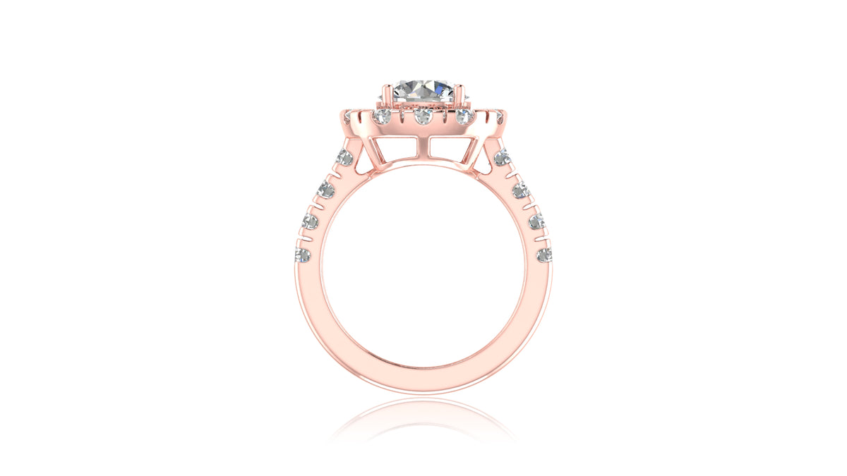 14K Rose Gold Round Halo Diamond Engagement Ring