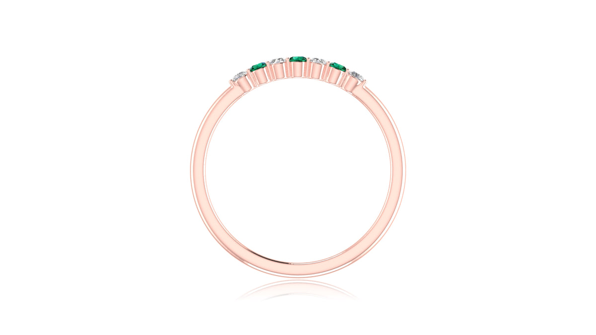 Green Emerald and Diamond Band Ring in 14KT Rose Gold