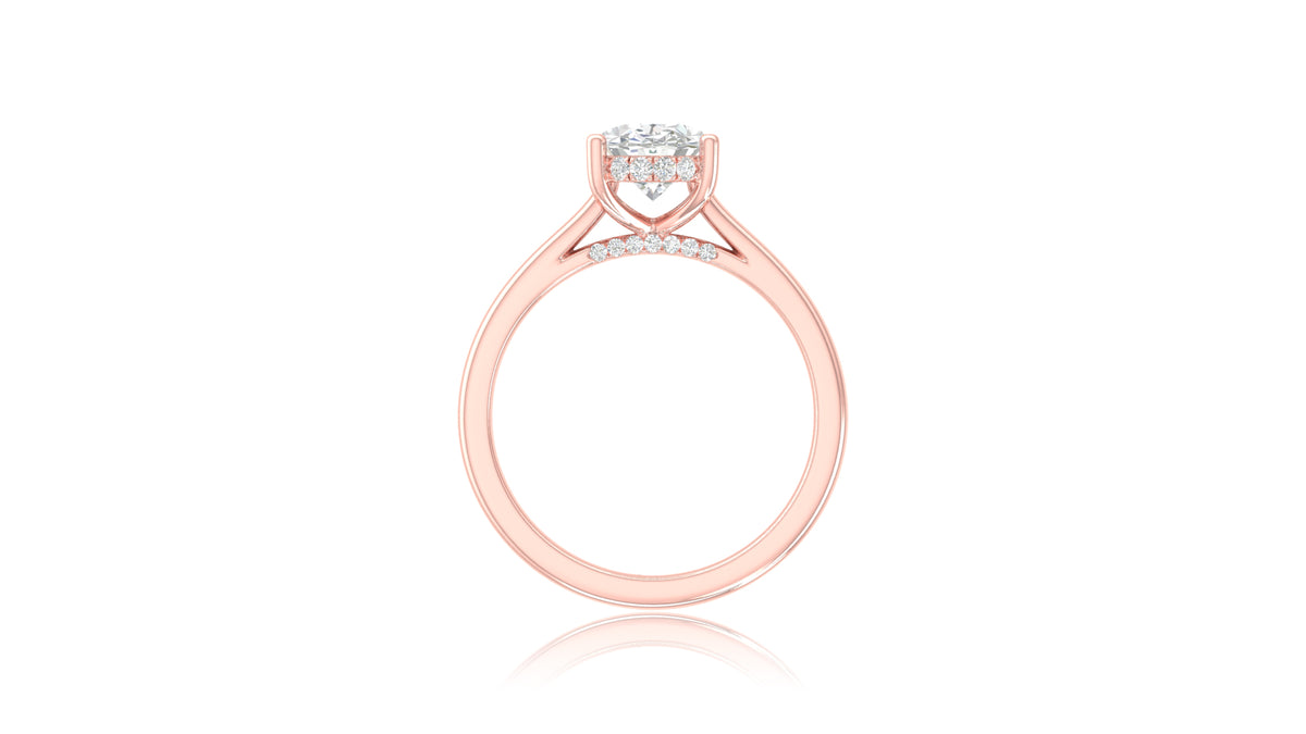 14K Rose Gold Oval Diamond Engagement Ring