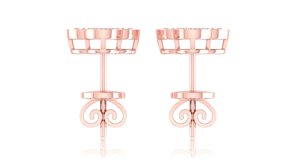14K Rose Gold Clover Diamond Stud Earrings
