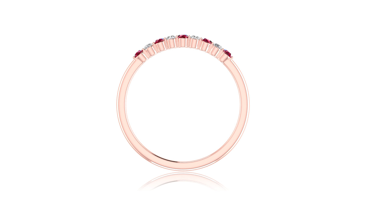 14K Rose Gold Ruby and Diamond Band Ring