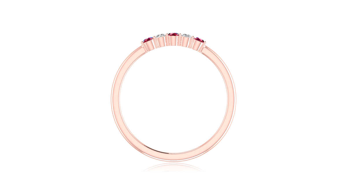 14K Rose Gold Ruby and Diamond Band Ring