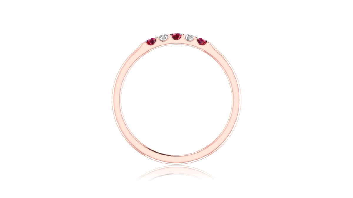 14K Rose Gold Ruby and Diamond Band Ring