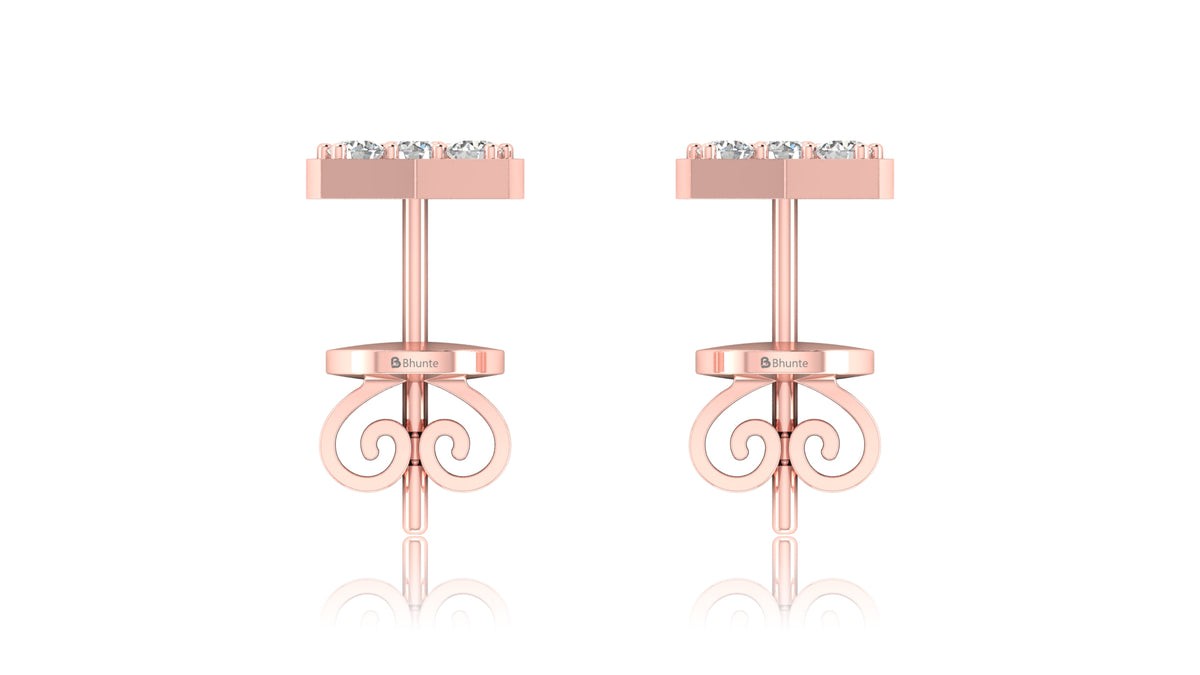 14K Rose Gold Star Diamond Stud Earrings