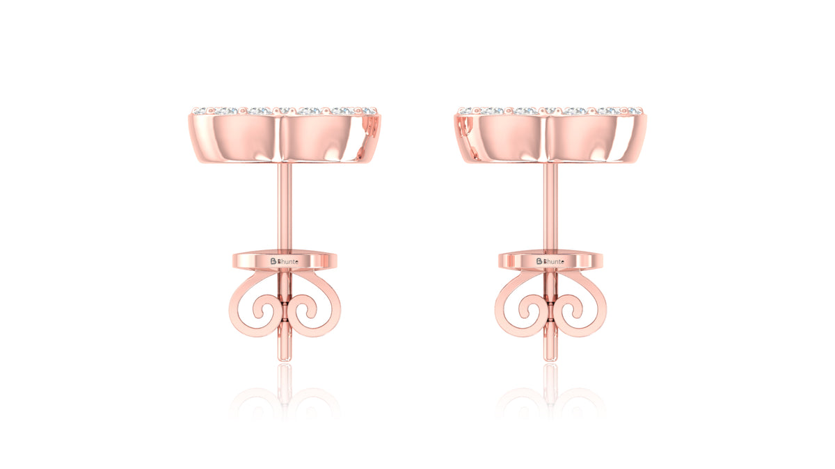 14K Rose Gold Clover Diamond Stud Earrings