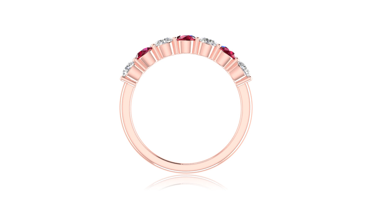 14K Rose Gold Ruby and Diamond Band Ring