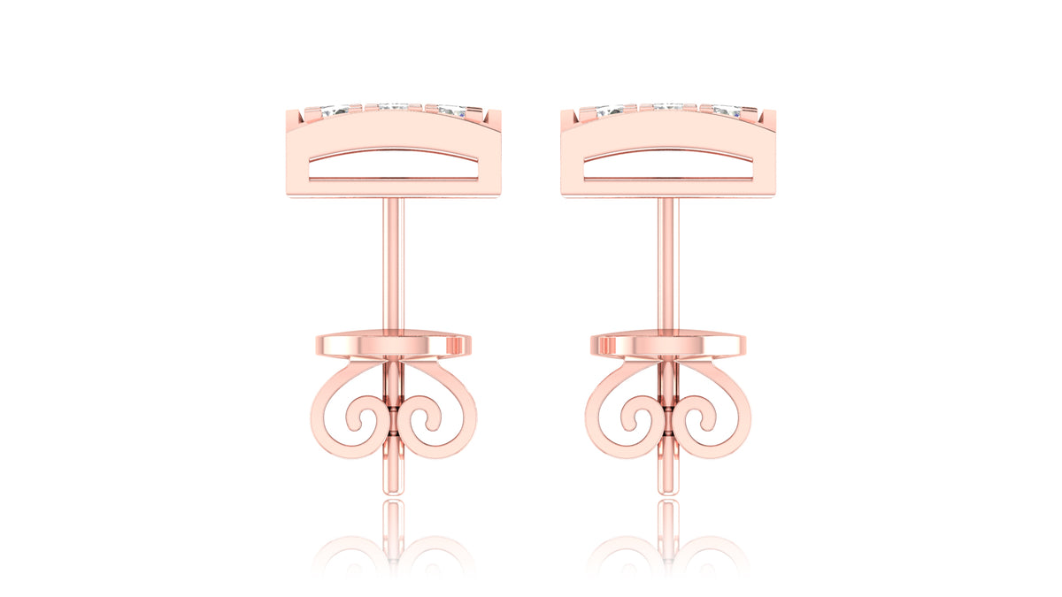 14K Rose Gold Square Diamond Stud Earrings