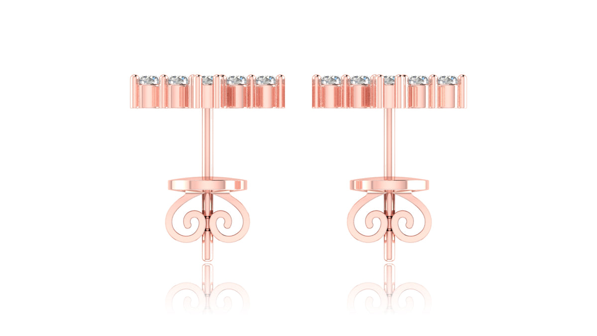 14K Rose Gold Diamond Cross Stud Earrings