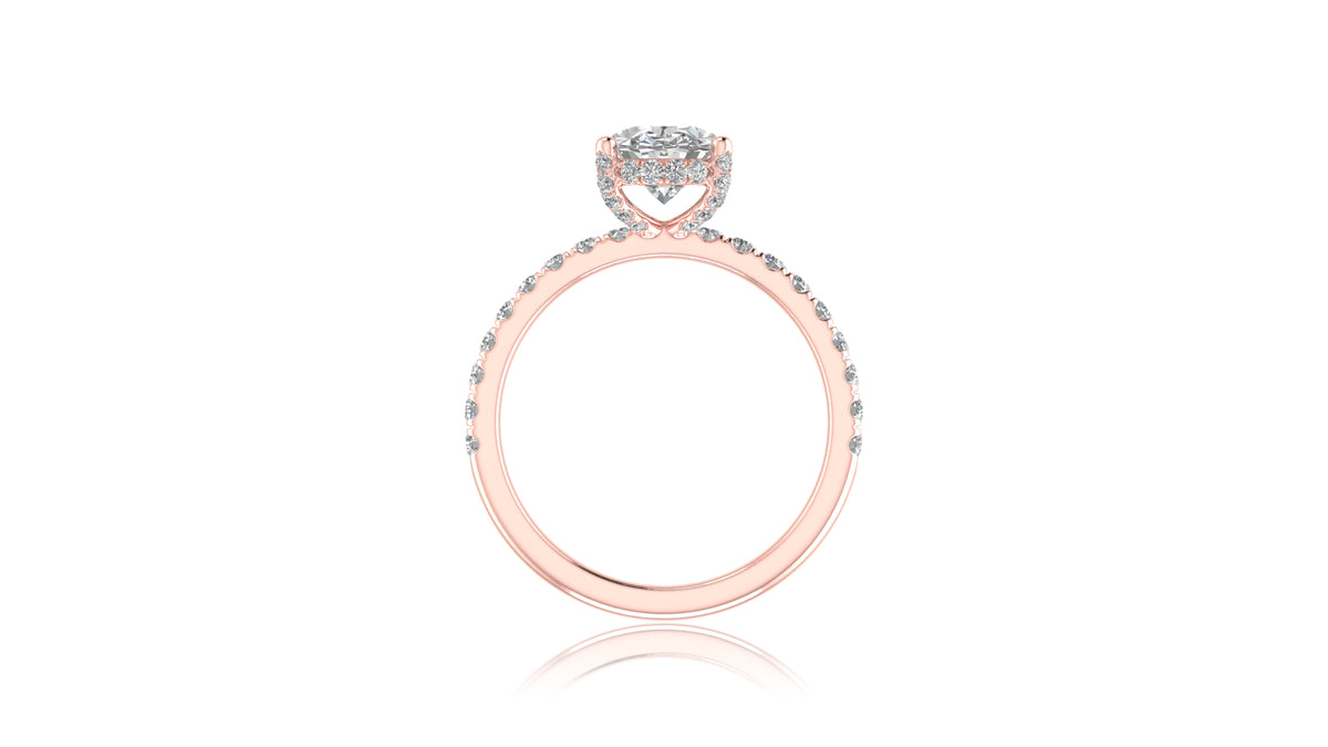 14K Rose Gold Oval Diamond Engagement Ring