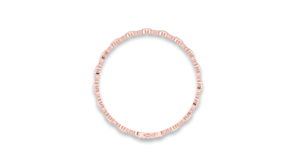 14K Rose Gold Oval Link Diamond Bracelet