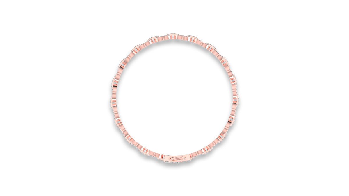 14K Rose Gold Oval Link Diamond Bracelet
