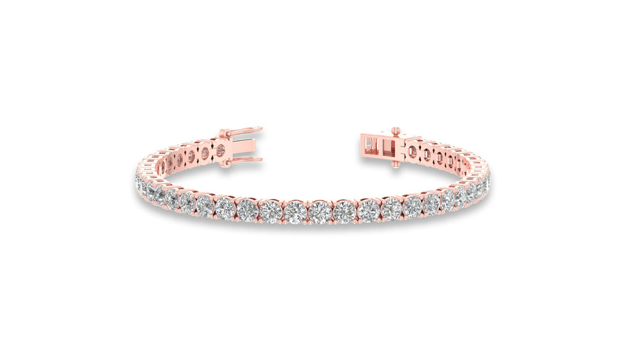 14K Rose Gold Round Diamond Tennis Bracelet