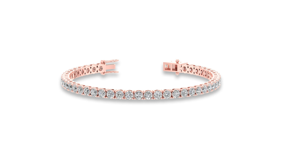 14K Rose Gold Round Diamond Tennis Bracelet