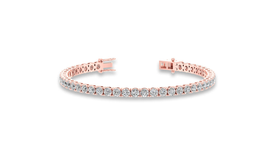 14K Rose Gold Round Diamond Tennis Bracelet