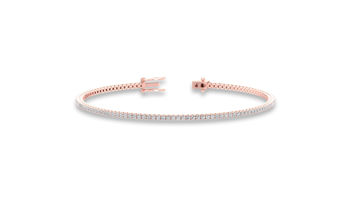 14K Rose Gold Round Diamond Tennis Bracelet