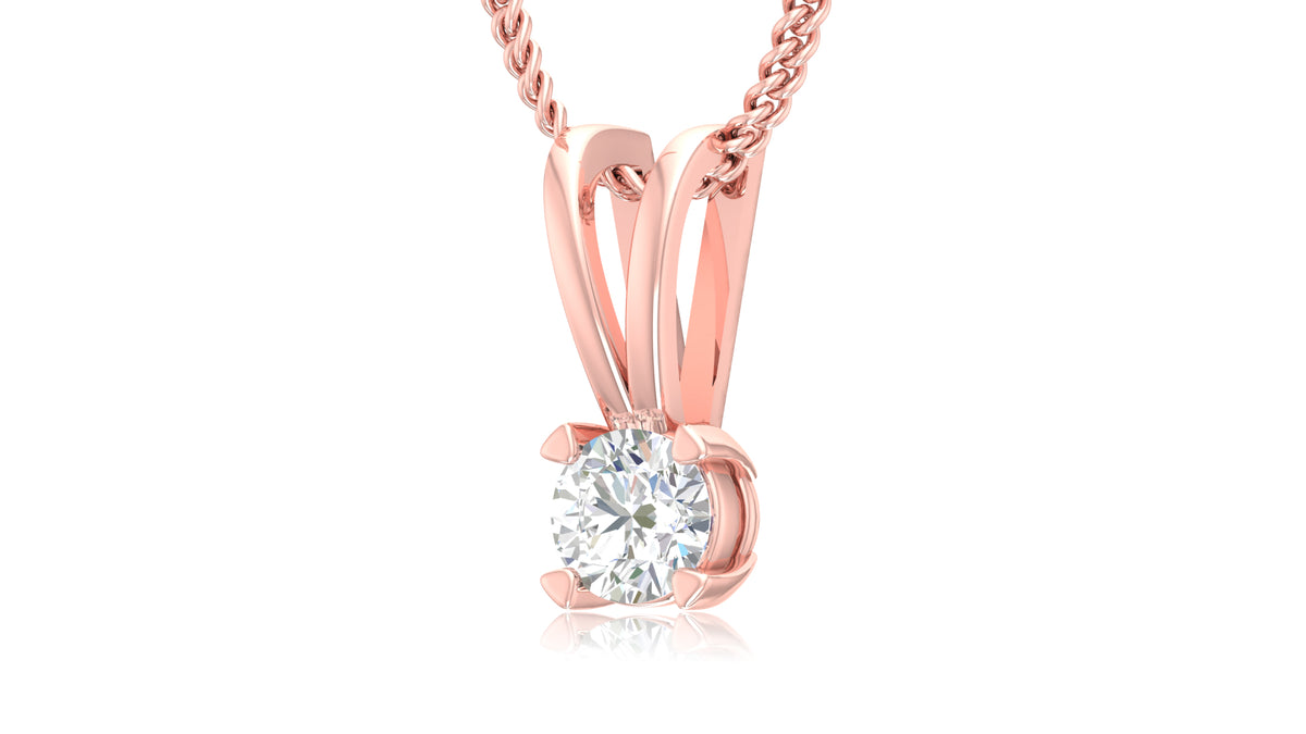 14K Rose Gold Round Diamond Solitaire Pendant