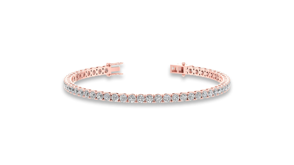 14K Rose Gold Round Diamond Tennis Bracelet