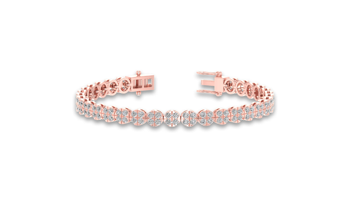 14K Rose Gold Round Diamond Tennis Bracelet