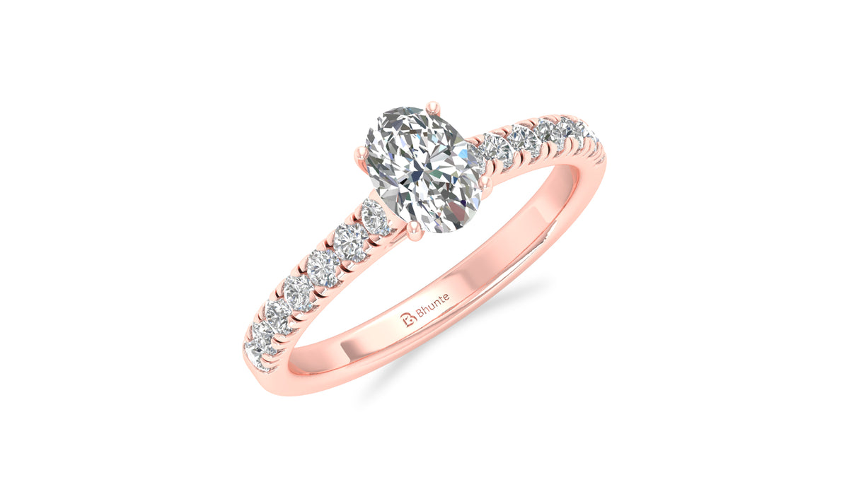 14K Rose Gold Oval Diamond Solitaire Engagement Ring