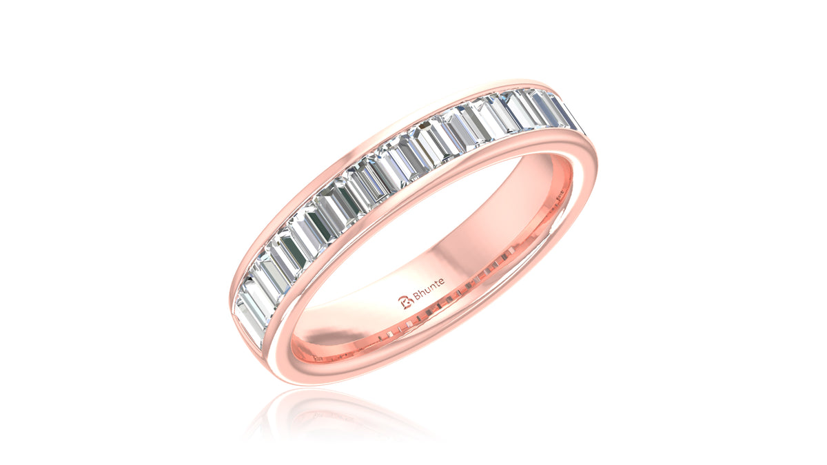 14K Rose Gold Baguette Diamond Band Ring