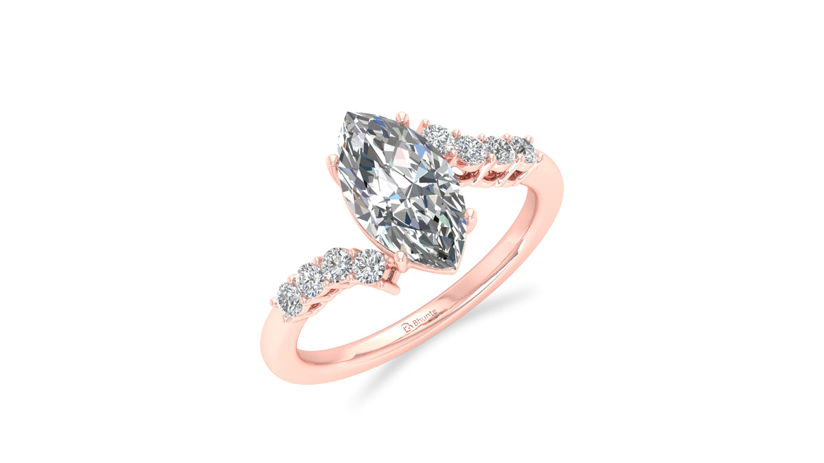 Marquise Diamond Halo Engagement Ring in 14KT Rose Gold