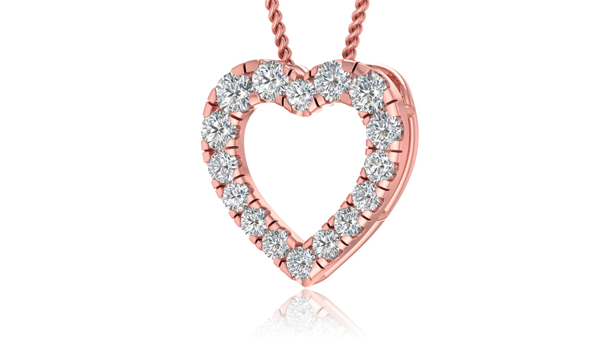 14K Rose Gold Heart-Shaped Diamond Pendant