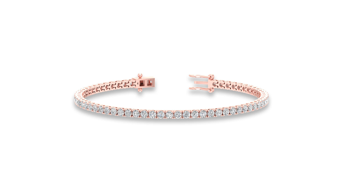 14K Rose Gold Round Diamond Tennis Bracelet