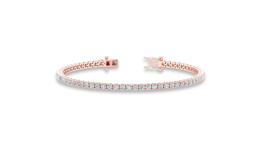 14K Rose Gold Round Diamond Tennis Bracelet