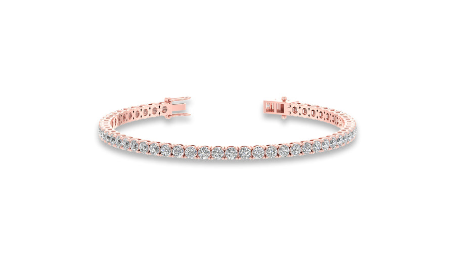 14K Rose Gold Round Diamond Tennis Bracelet