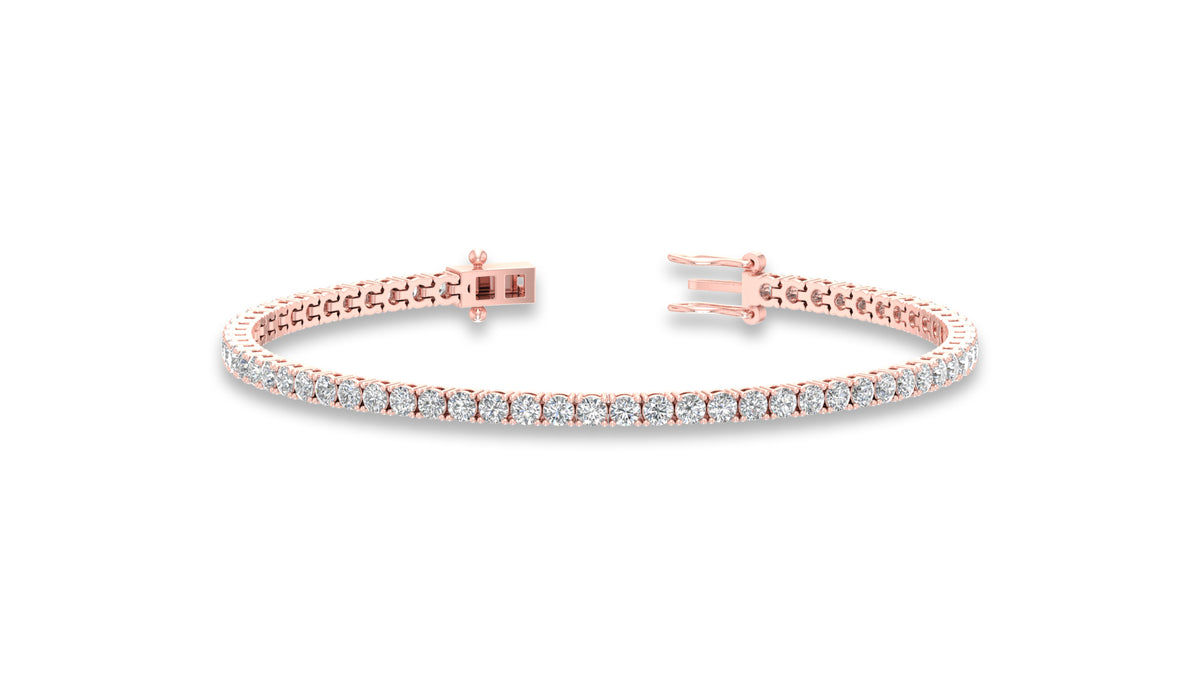 14K Rose Gold Round Diamond Tennis Bracelet