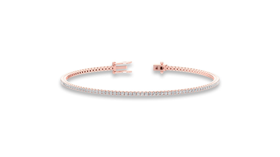 14K Rose Gold Round Diamond Tennis Bracelet