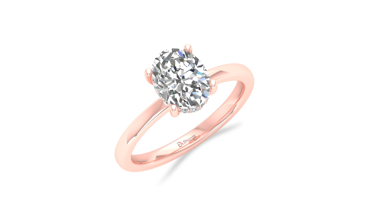 14K Rose Gold Oval Diamond Solitaire Engagement Ring